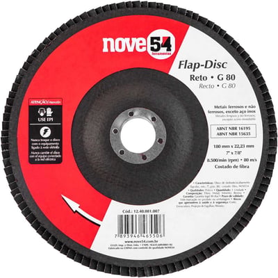 Flap-disc, disco de desbaste/acabamento, 7" - 180 mm, reto, grão 80